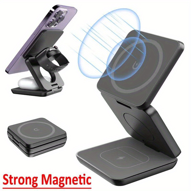 Wireless Charger Watch - Katlanabilir 3'ü 1 Arada Hızlı Kablosuz
