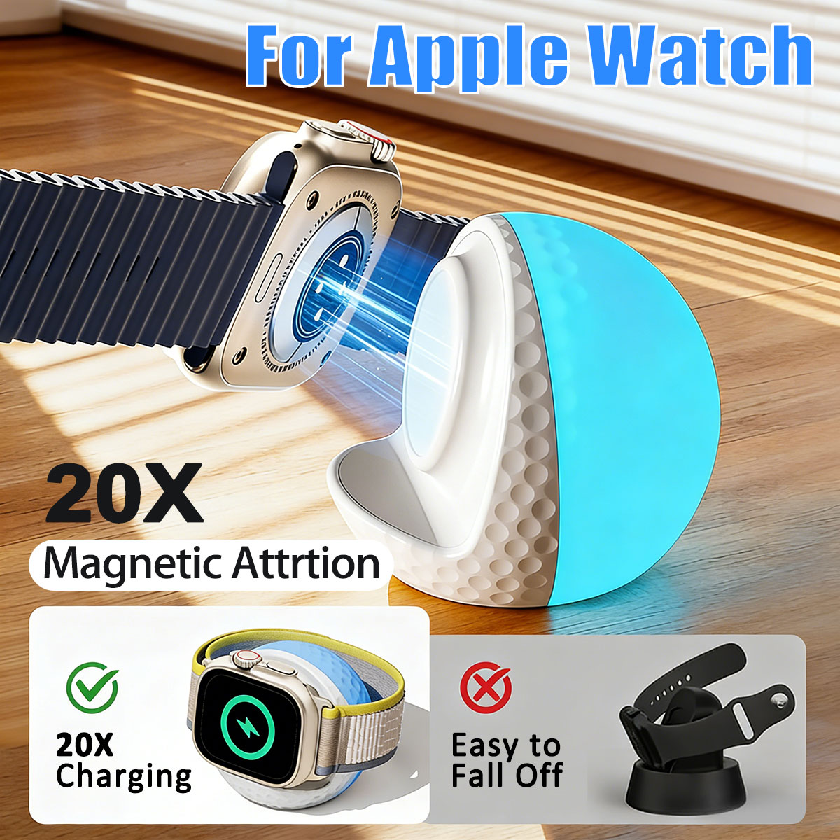 Wireless Charger Watch - Taşınabilir RGB Işıklı Kablosuz Şarj Standı