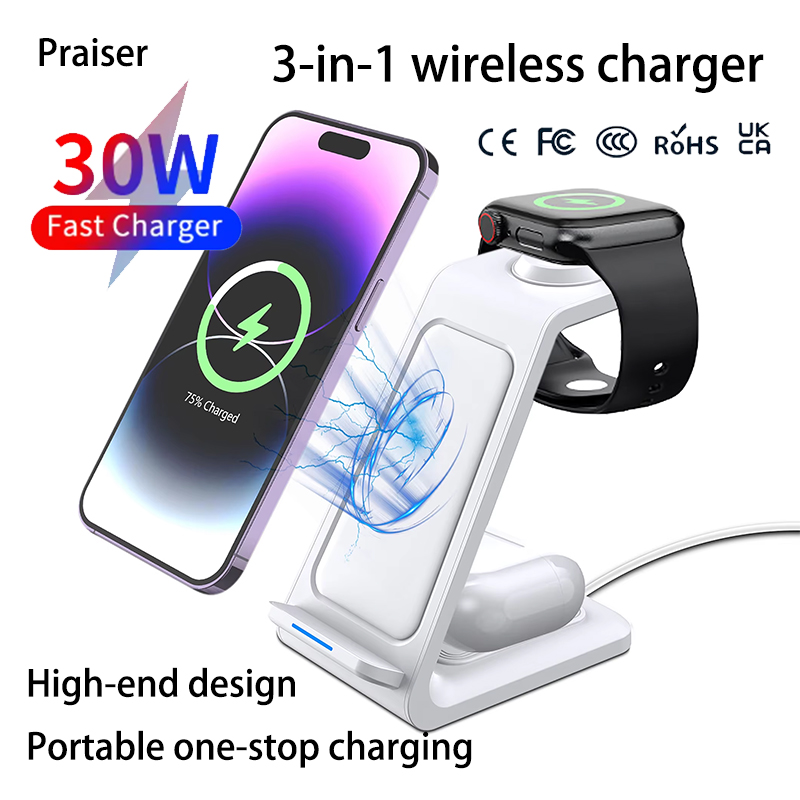 Wireless Charger Watch - 15W 3'ü 1 Arada Kablosuz Şarj